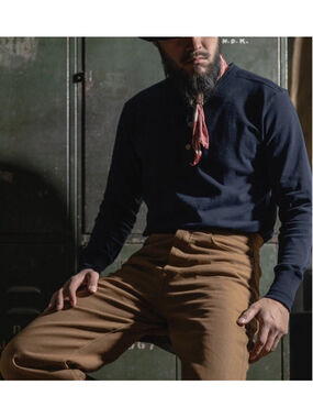 Vintage Long Sleeve Henley Shirt - Navy Bronson Mfg. Co. L